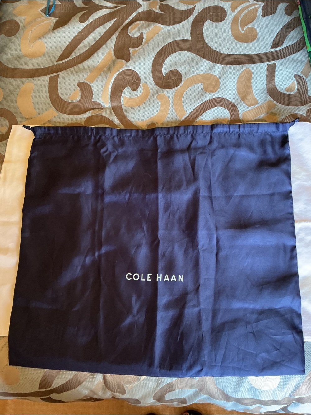 Cole Haan Satin Navy Blue Dust Bag with White Logo